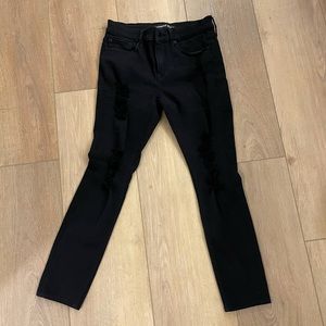 Express Distressed Black Mid-Rise Legging